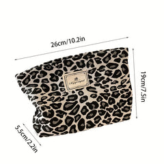 Leopard Print Makeup Bag Portable Travel Clutch Cosmetics Toiletries Washable