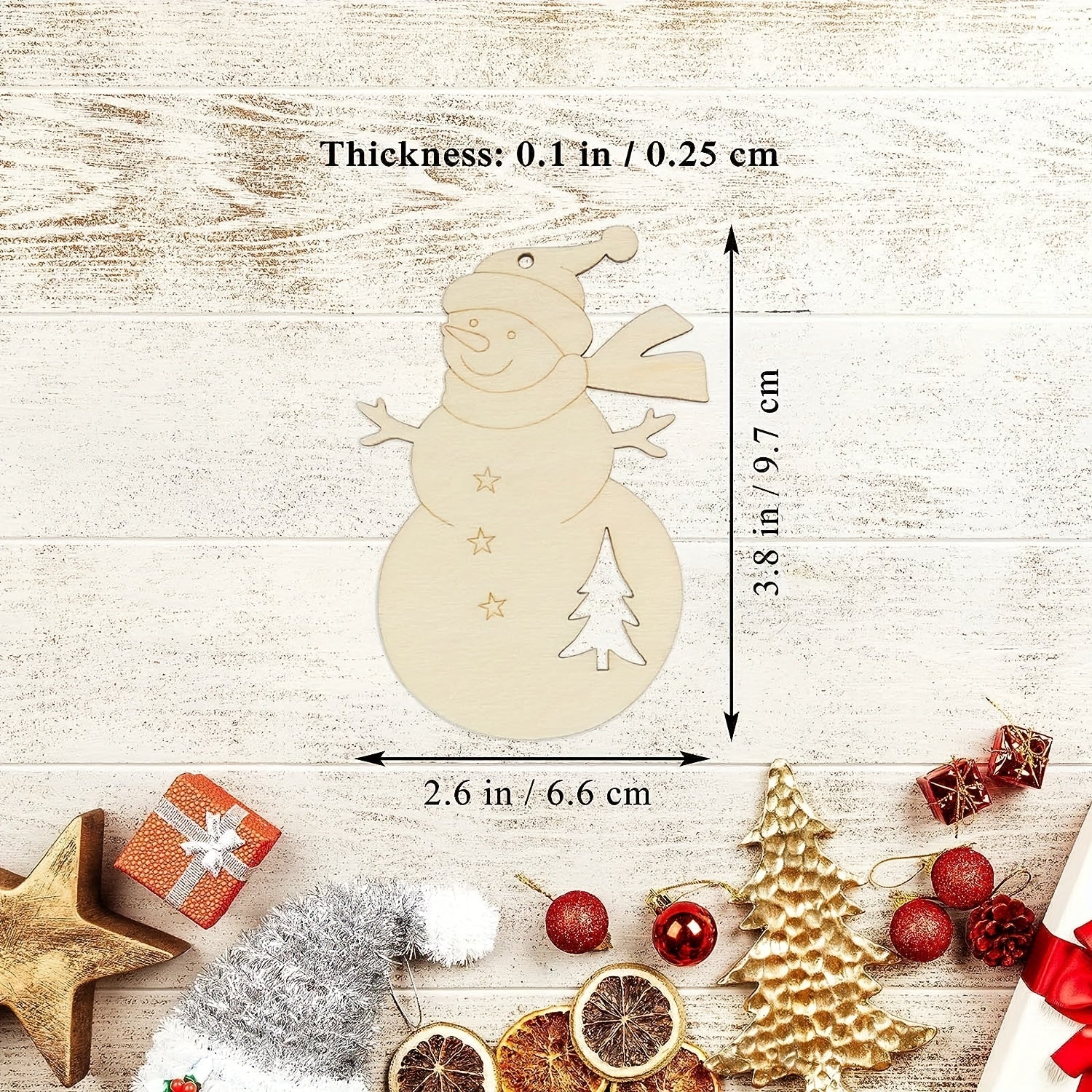 10pcs Snowman Wooden DIY Ornaments with Ropes - Christmas Decorations