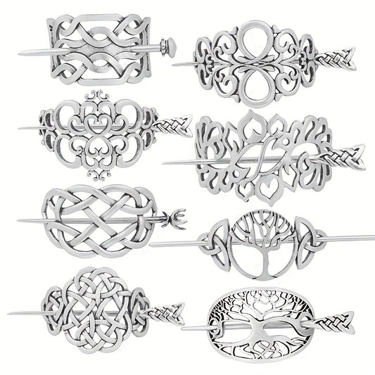 Vintage Viking Style Hairpin Tree Of Life Barrette Silvery Hairpin Celtic Barret