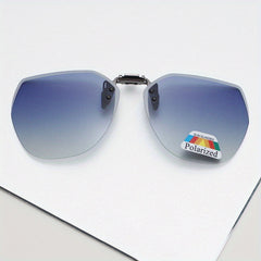Polarized Gradient Clip On Sunglasses Rimless Flip Up Anti Glare Driving Glasses