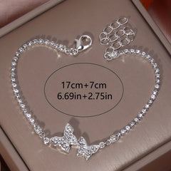 Rhinestone Butterfly Chain Anklet