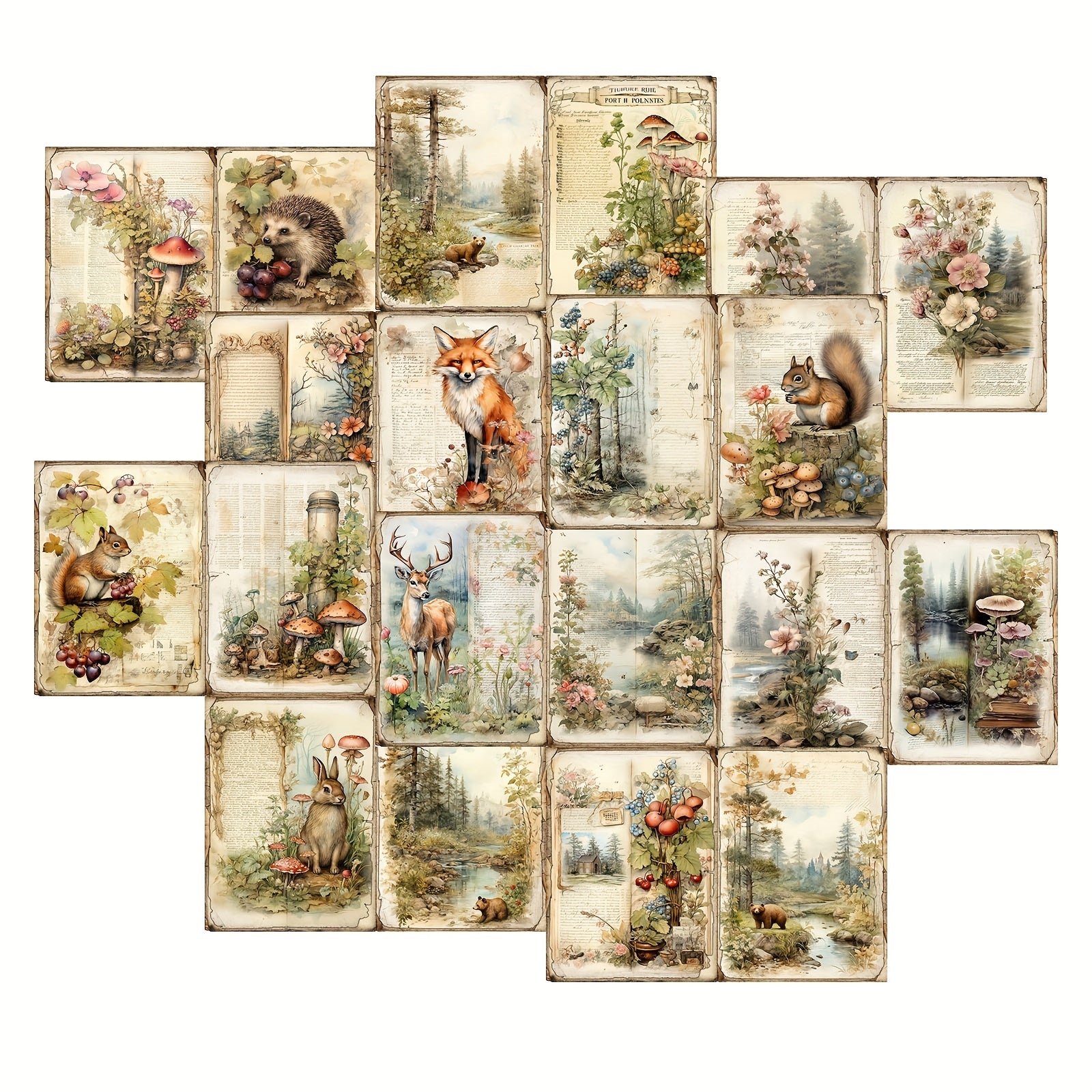 10 Sheets A5 Retro Forest Animal Decoration DIY Tools Stationery
