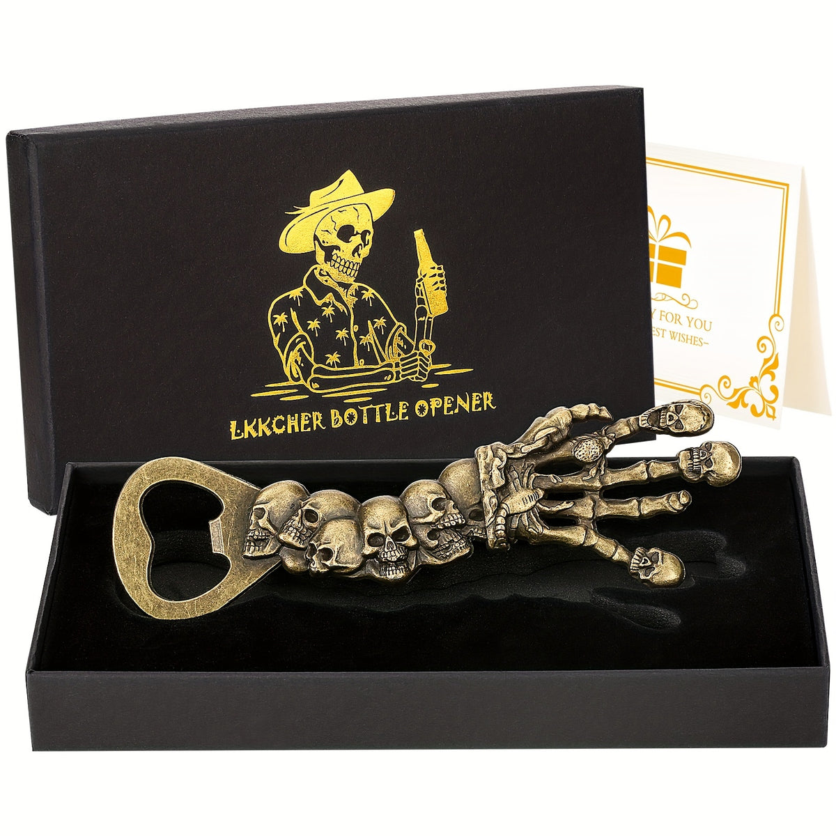 Zinc Skull Hand Beer Bottle Opener for Men Dad Husband Collector Skeleton Fan B