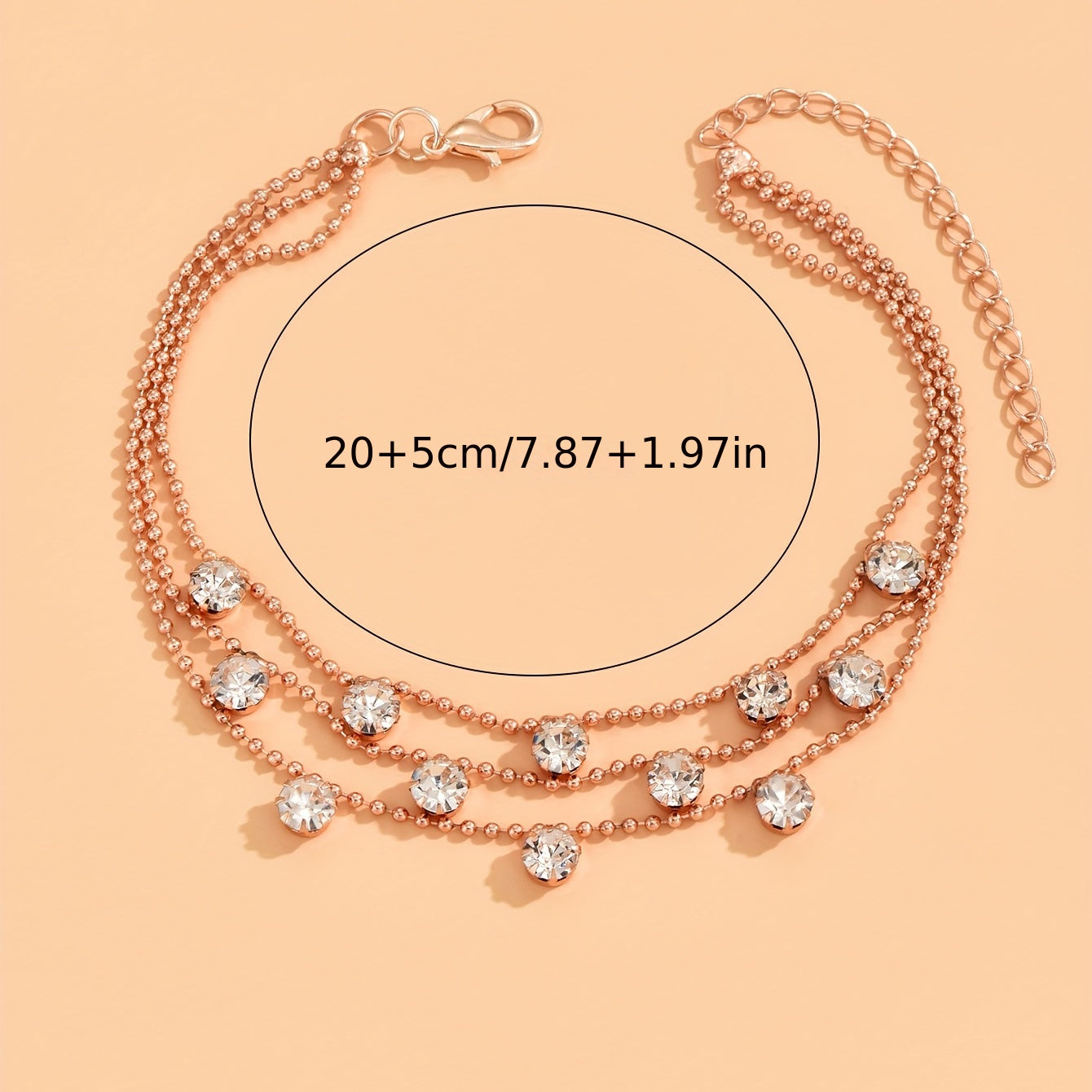 3-Layer Faux Pearls Chain Anklet Copper Foot Jewelry