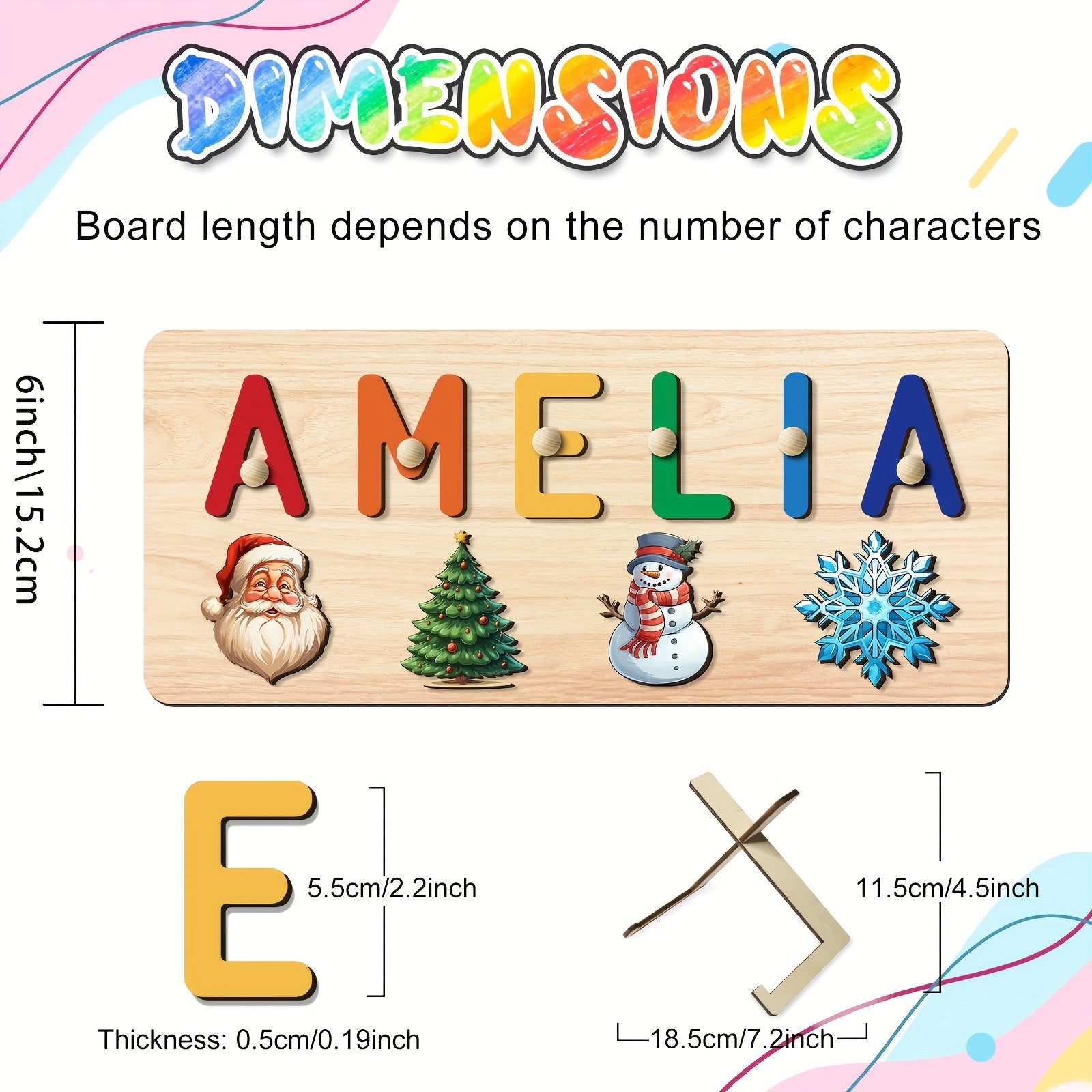 Personalized Kids Christmas Puzzle Toy with Santa Snowman & Tree Designs