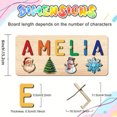 Personalized Kids Christmas Puzzle Toy with Santa Snowman & Tree Designs