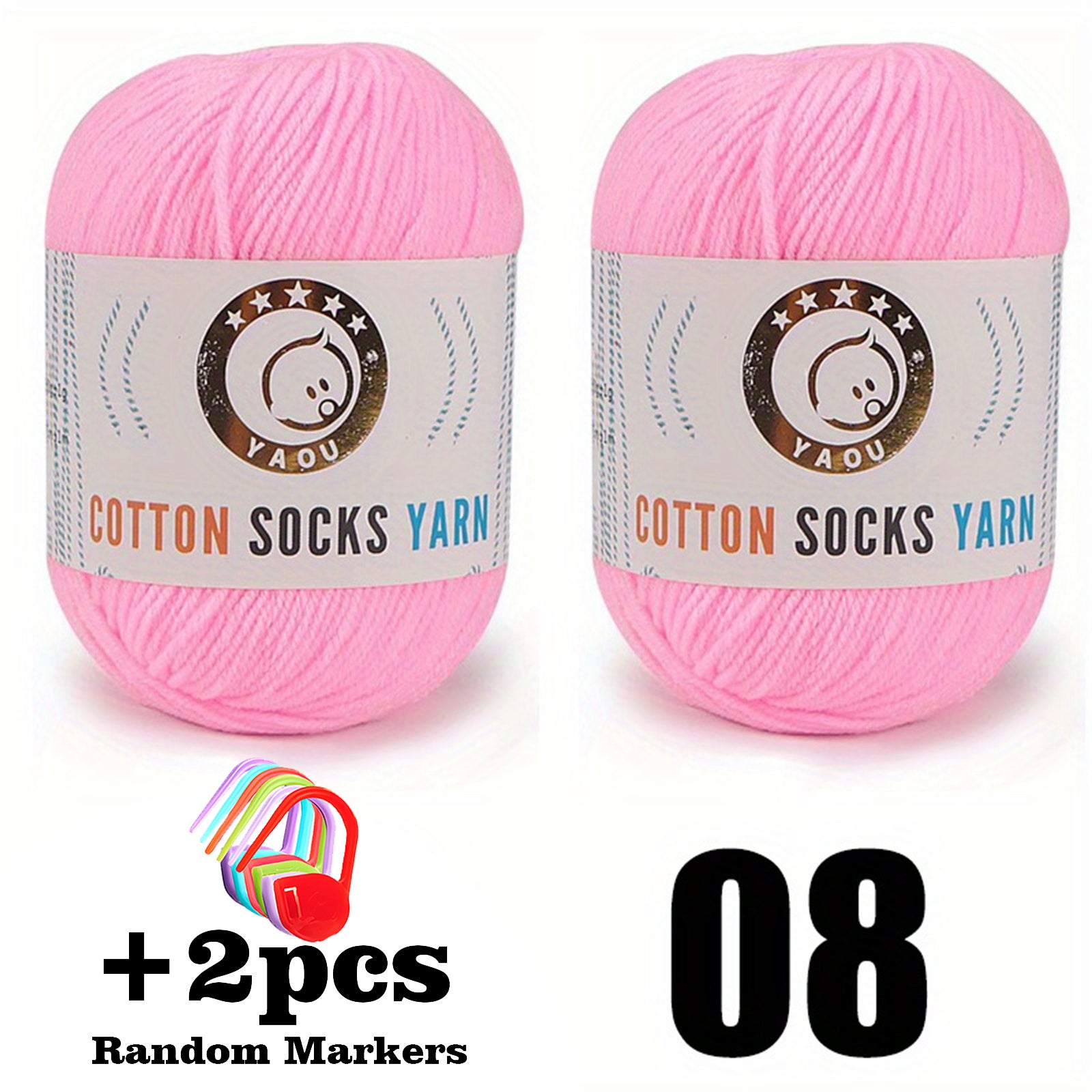 2pcs 50g Cotton Socks Yarn Hand Knitting Markers Crochet DIY Knitting Supplies