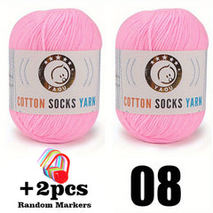 2pcs 50g Cotton Socks Yarn Hand Knitting Markers Crochet DIY Knitting Supplies