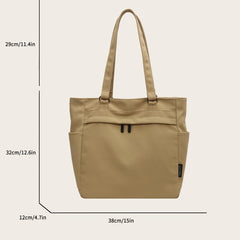 Large Capacity Canvas Tote Bag with Pockets and Zipper