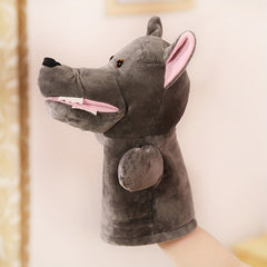 Gray Wolf Hand Puppet with Movable Mouth - Soft Polyester