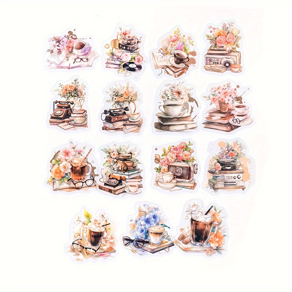 30pcs Coffee Collage Story Series Journal Sticker Pack Retro Afternoon Tea
