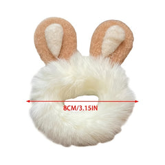 Plush Bear Rabbit Ears Hair Ties Scrunchies Fluffy Ponytail Holder