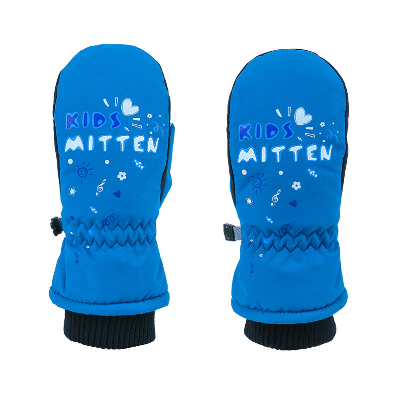 Kids Waterproof Letter Print Ski Gloves Winter Warm Outdoor Snow Riding