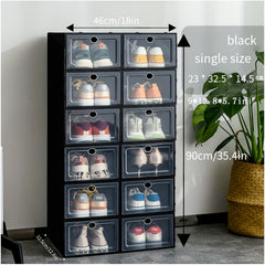 12pcs Clear Plastic Shoe Boxes Easy Assembly Dustproof Storage Box
