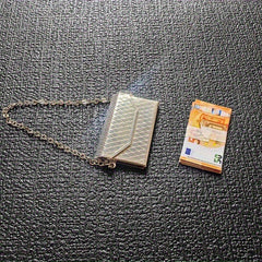1:12 Scale Mini Metal Clutch Purse w/ Chain Strap & Mini Euro Notes DIY Prop
