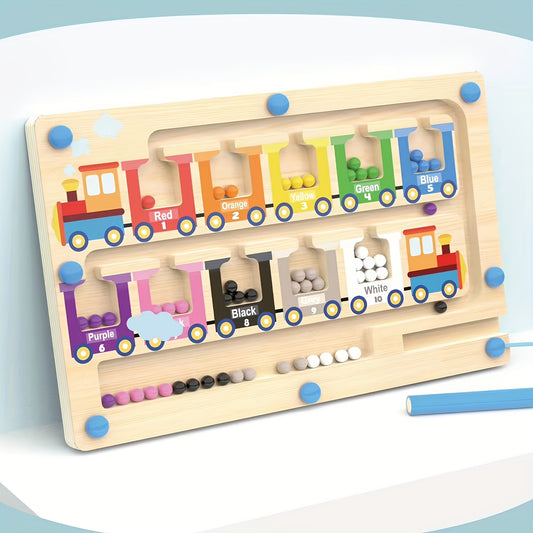 Wooden Magnetic Number Maze Train Toy