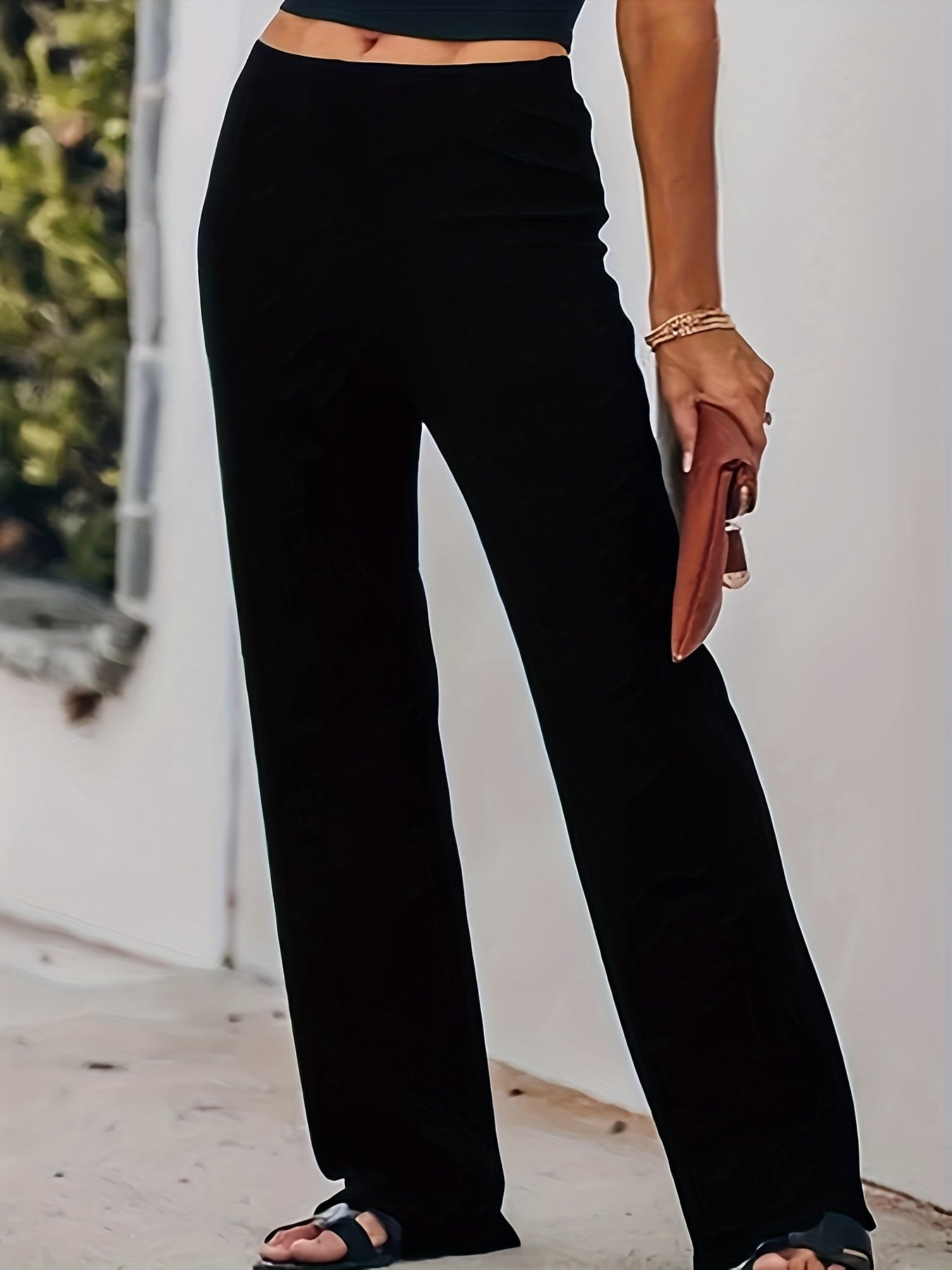 Women's Plus Solid Wide Leg Trousers