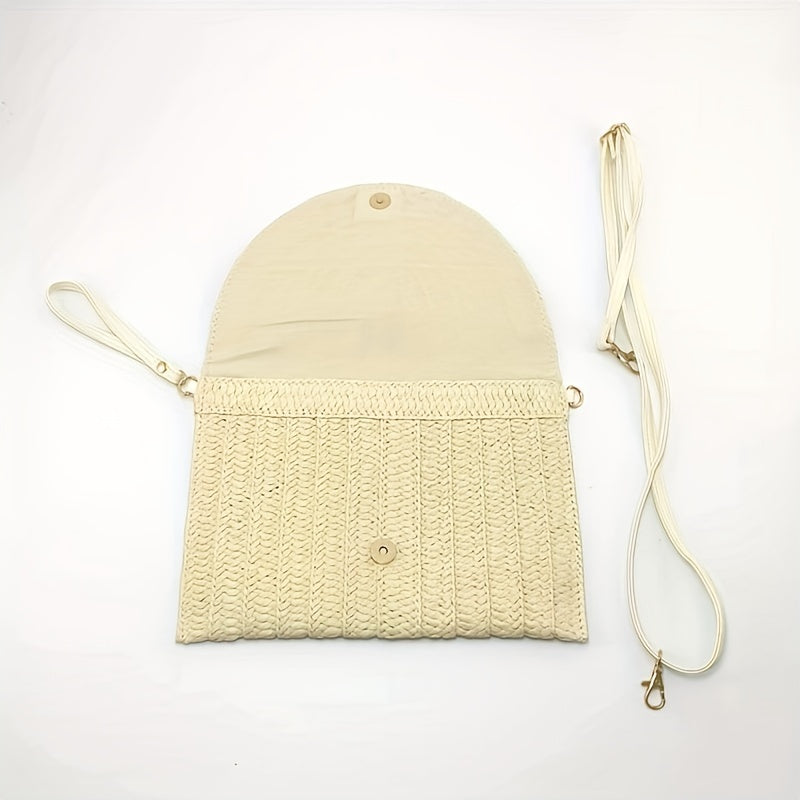 Straw Clutch Bag Boho Style Crossbody Handbag