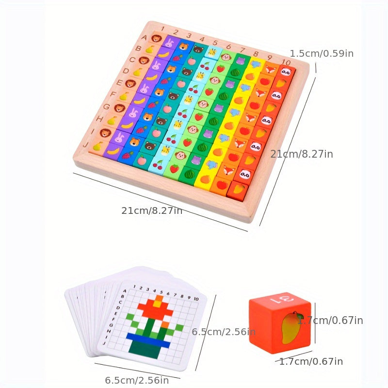 Wooden Counting Blocks Set Number Puzzle Cubes Educational Toy
