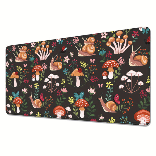 Mushrooms Snails Butterflies Large Desk Mat Gaming Mouse Pad