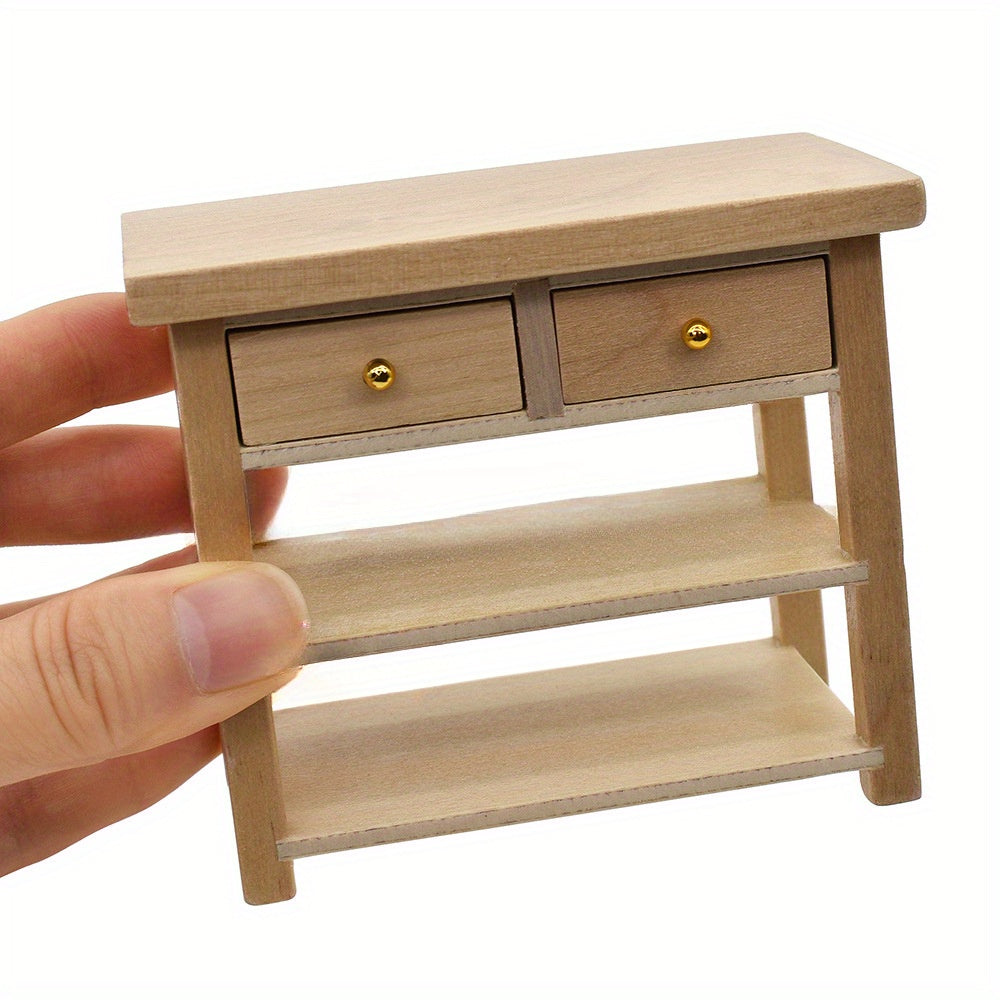 Dollhouse Bathroom Vanity with Wooden Top & 2 Drawers
