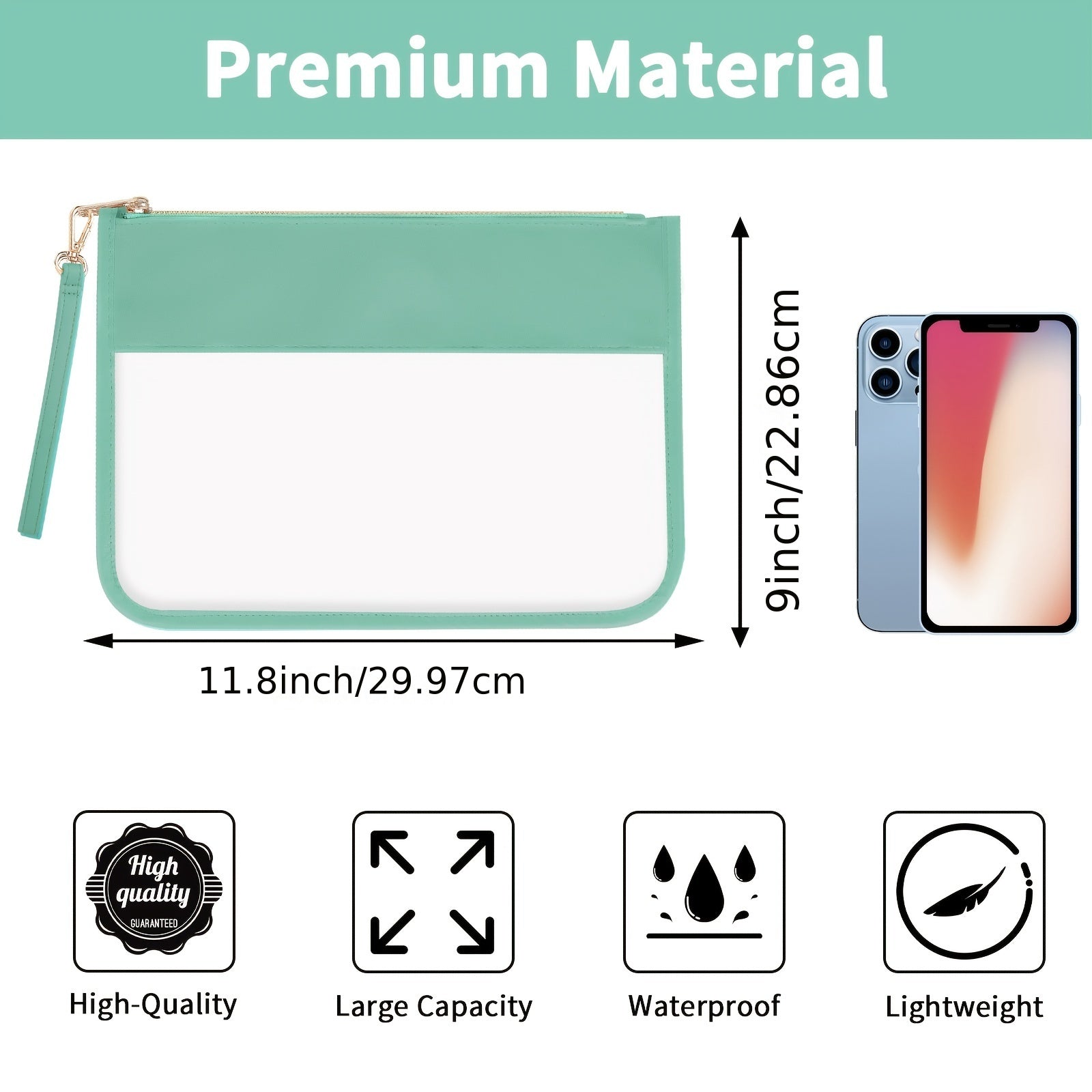 Clear PVC Flat Pouch Cosme Bag with Wristlet