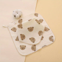 Baby Bib Cotton Gauze Small Square Towel With Lace Towel Bib