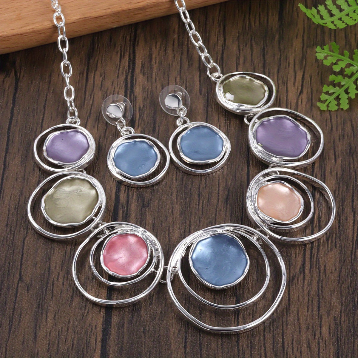 Boho Style 3pcs Necklace & Earrings Set, Summer Vacation Jewelry