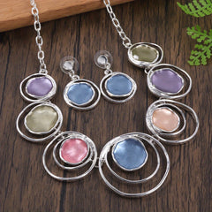 Boho Style 3pcs Necklace & Earrings Set, Summer Vacation Jewelry