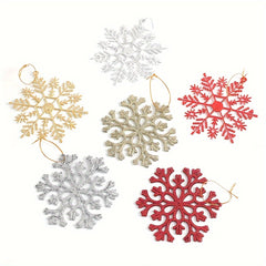 12pcs Sparkling Plastic Snowflake Ornaments for Christmas Tree