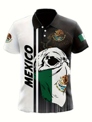 MEXICO Masked Skull Pattern Men's Casual Comfy Custom Fit Shirt
