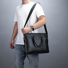 Crocodile Pattern Men's Handbag Business Ready Documents Laptop Commute