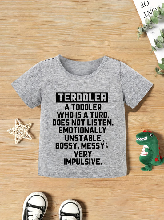 Letter Print Round Neck T shirt Casual Baby Summer Clothes