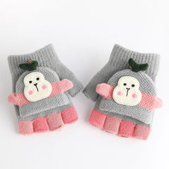 Kids Warm Cartoon Flip Gloves Outdoor Autumn Winter