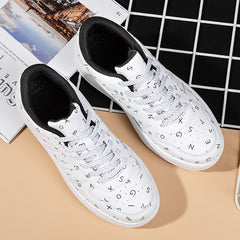 Men's Custom Number & Alphabet Print Skate Shoes Lightweight Sneakers