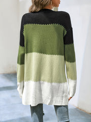 Striped Block Cardigans V Neck Loose