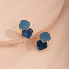 Square Epoxy Earrings 18K Plated Ear Jewelry For Women Girls