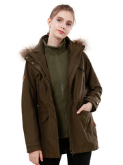 Women's 3 in 1 Ski Hooded Jacket Ladies Windproof Winter Outwear