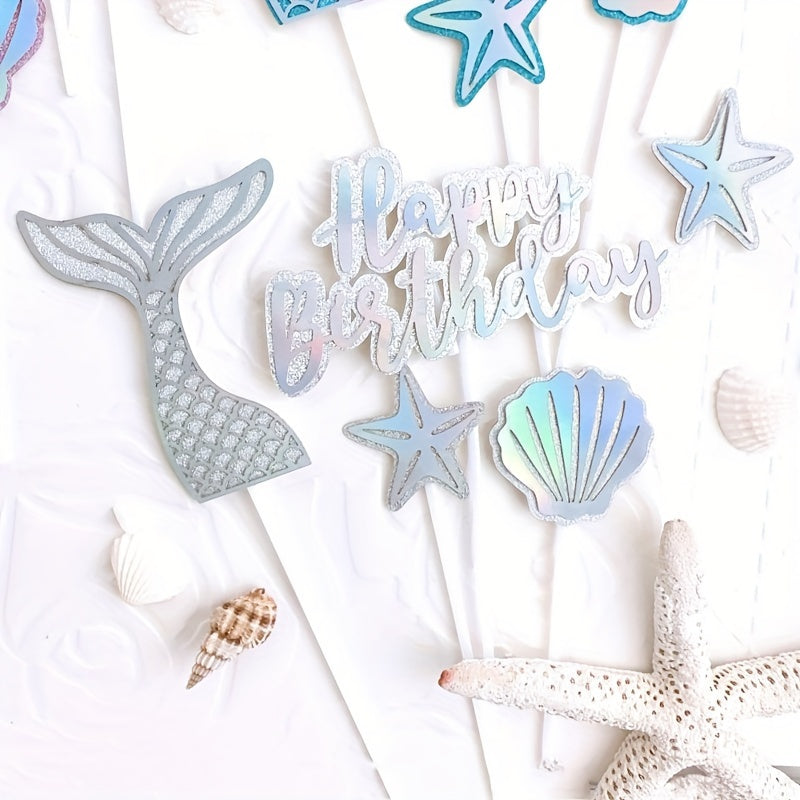 5pcs Happy Birthday Mermaid Cake Decoration Set