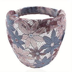 Floral Lace Headband Wide Brim Sports Turban Hair Band