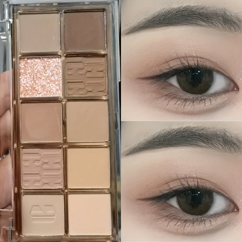 10 Shade Milk Tea Earth Tone Eyeshadow Palette Matte & Pearly Finish