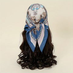 Paisley Print Bandana Satin Square Scarf Neckerchief Head Wrap for Women