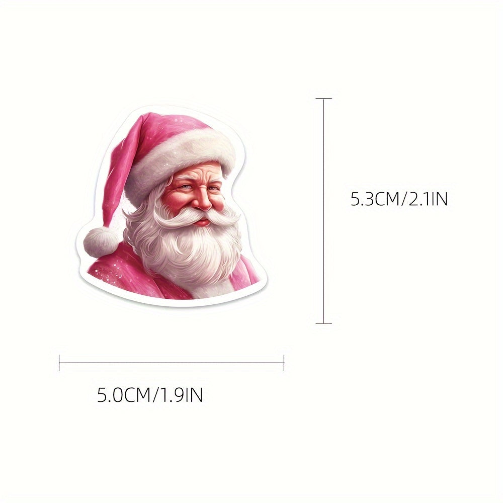 50pcs Pink Christmas Waterproof Stickers for Mobiles Notebooks Computers