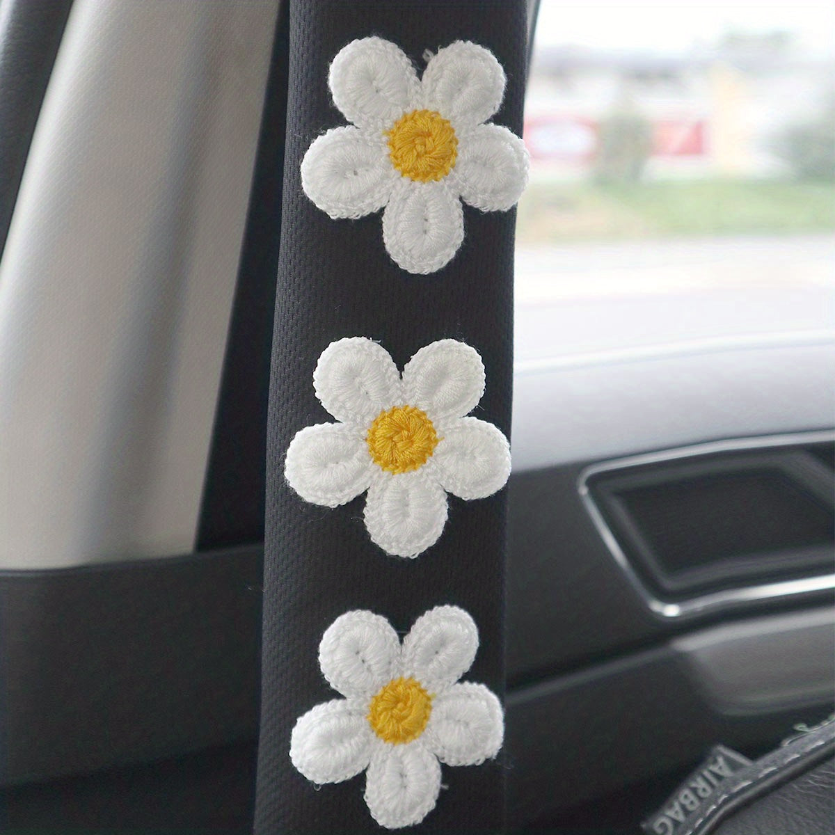 1pc Ice Silk Flower Shoulder Protector Cartoon Car Seat Belt Shoulder Protector