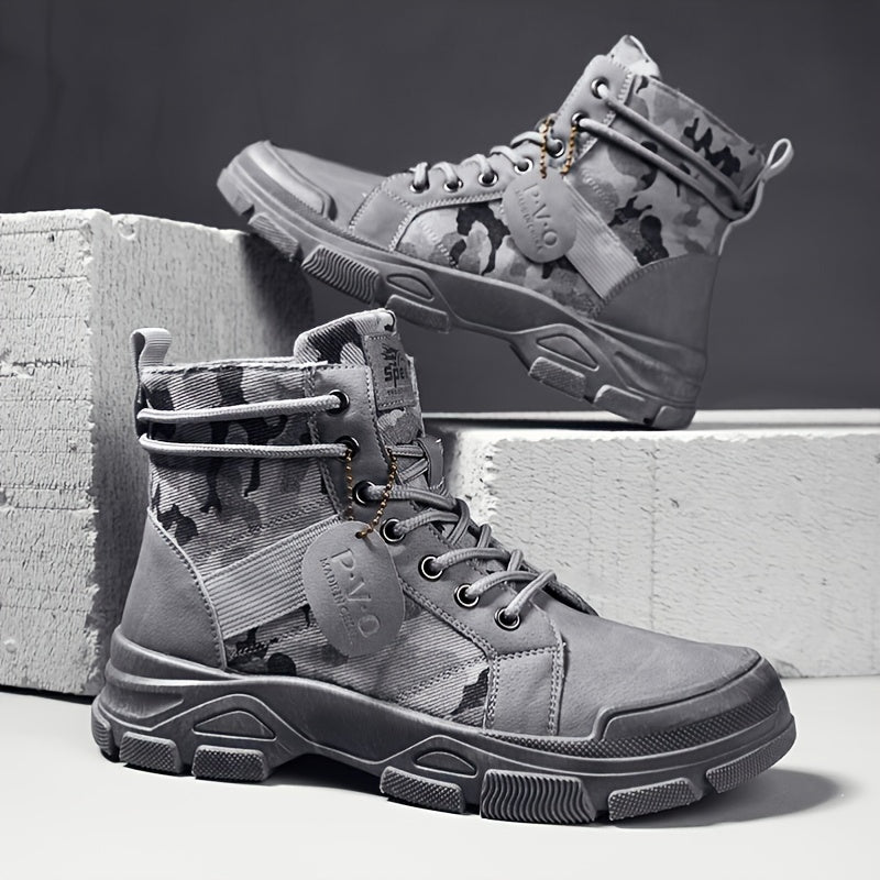 Men's High Camouflage Canvas Boots