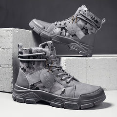 Men's High Camouflage Canvas Boots