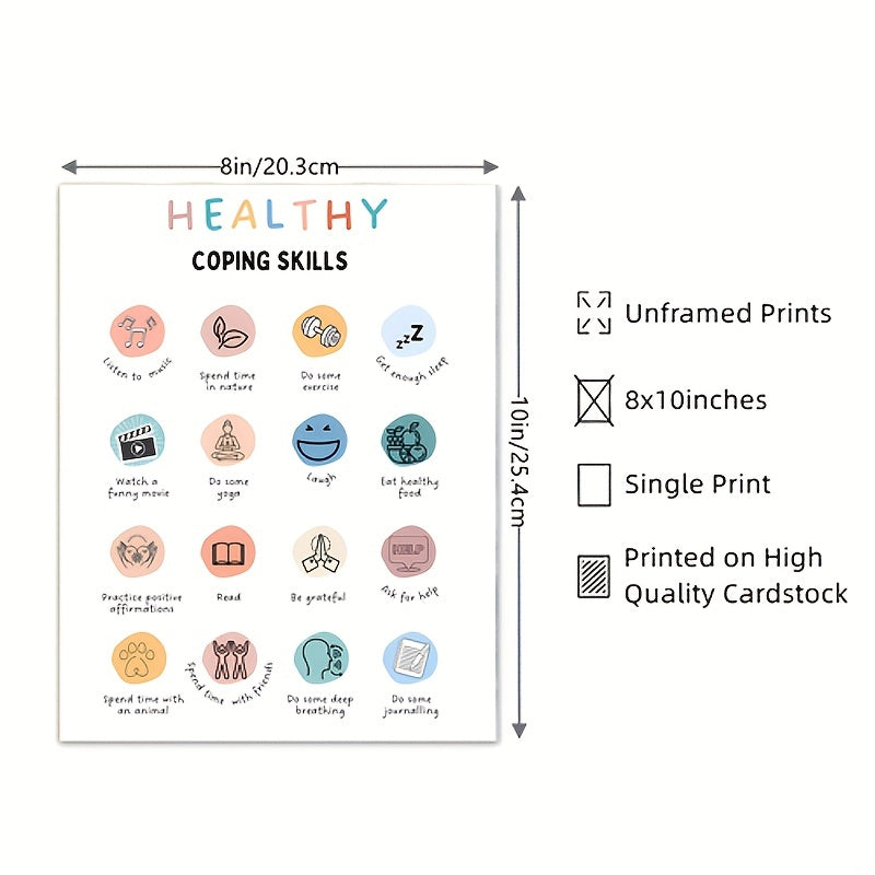 Counselor Office Decor Coping Skills Poster Self Care Therapy Tools Art