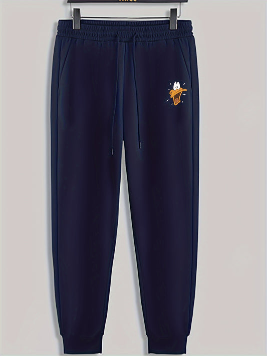 Duck Mouth Print Men's Drawstring Sweatpants Loose Casual Trousers