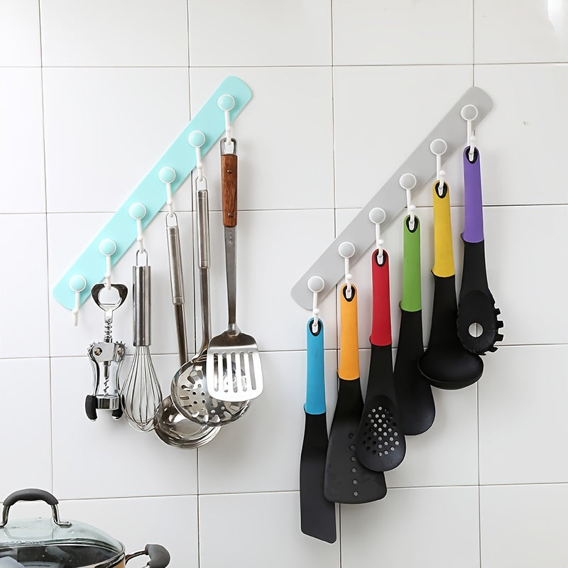 360 Rotating Hanging Storage Rack Utensils Holder with 6 Hooks