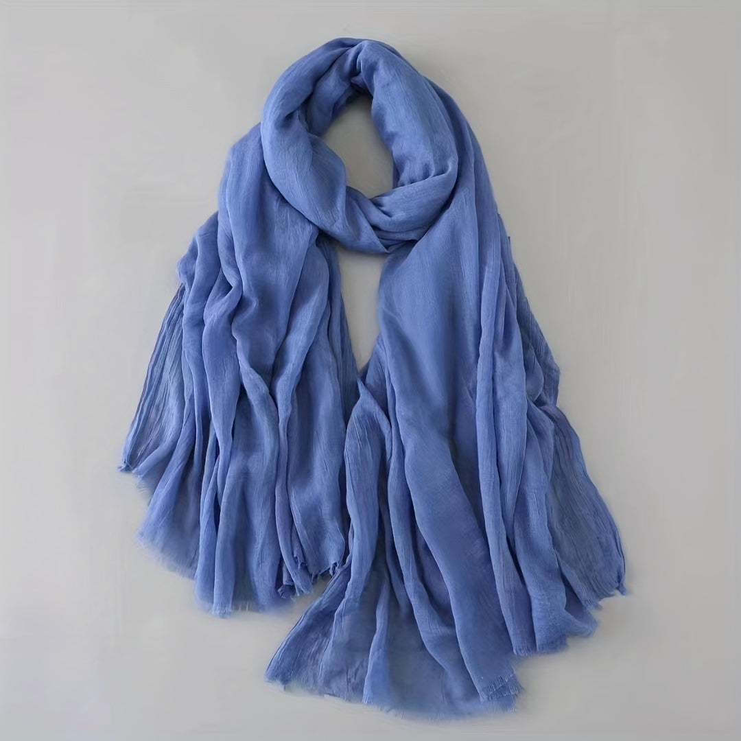 Vintage Solid Gauze Scarf Tassel Headwrap Women Turban Hijab